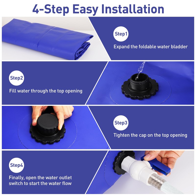 1000L/264gal Foldable Water Bladder Storage Container - Large Capacity Soft