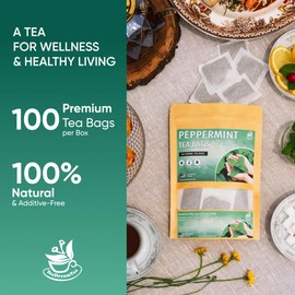 TeaDreamTea Peppermint Tea Bag - Mint tea - Herbal Tea - Mint Tea Bags - Healthy tea | Aromatic & Caffeine Free Tea (100 Teabags)