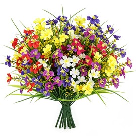 ADORAMOUR Decorative Artificial Flowers Fake Spring Grass Daisies Bouquet