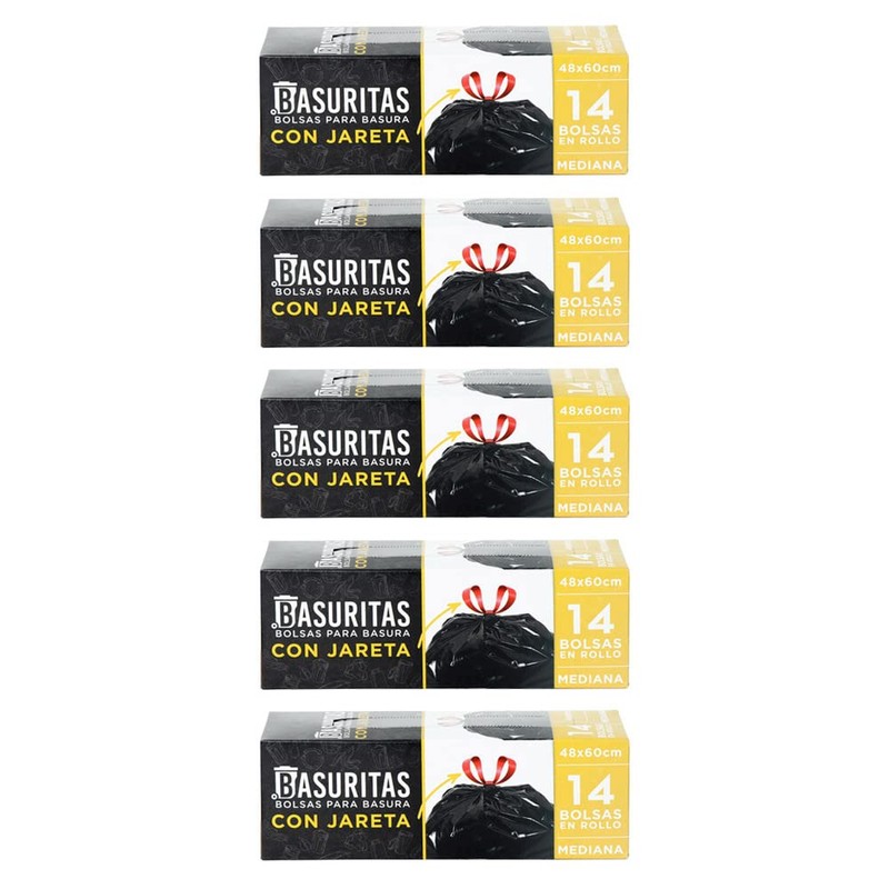 Basuritas | 70 Bolsas de Basura Medianas con cinta de