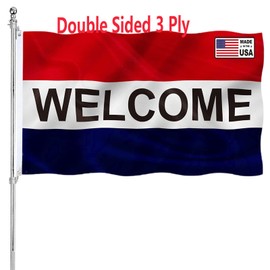 Welcome Sign Business Flag 3x5 Double Sided Heavy Duty Business Welcome Flags 3 Ply 200D Polyester and Durable Canvas Header with 2 Brass Grommets