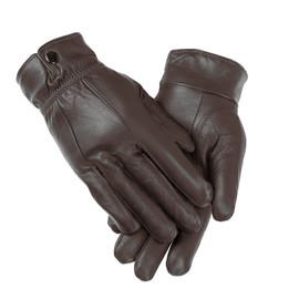 Women's Leather Gloves, Extra Soft and Warm Ladies Waterproof Gloves (S-M, Brown)