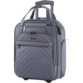 VANKEAN Carry On Underseat 16-inch Multi-functional Underseater Lightweight Overnight Suitcase with Wheels, Roller Case for Men Women Travel Business, Dark Grey
