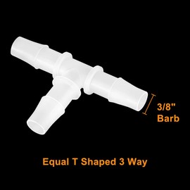 Feelers 3/8" Plastic Hose Barb T Shaped Tee Type Fitting Equal Barbed 3 Way Joint Splicer Mender Union Adapter for Air Line Tube Hose (Pack of 10)