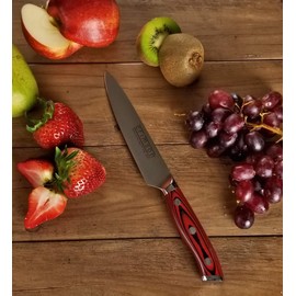 Ergo Chef Crimson Series 6" Boning Utility Knife - Forged German X50CrMoV15 Steel, Ergonomic G10 Handle, Precision Meat Deboning, Fruit & Vegetable Prep