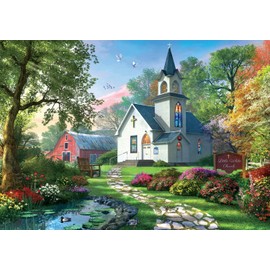 Buffalo Games - Dominic Davison - Little White Chapel - 500 Piece Jigsaw Puzzle for Adults Challenging Puzzle Perfect for Game Nights - Finished Puzzle Size is 21.25 x 15.00