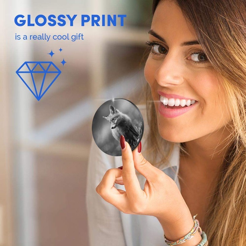 1 x Round MDF Magnet - Cute Ginger Fox Autumn