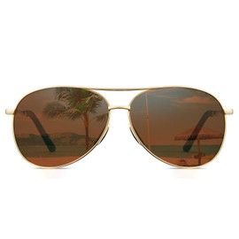 Cyxus - anteojos de sol de aviador polarizadas para hombre, protección UV400, anteojos de sol de piloto militar, a la moda para conducir, senderismo, anteojos de sol de aviador X5 marrones para