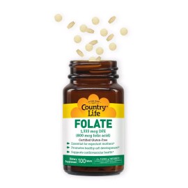 Country Life Vitamins  Folate 800 mcg Folic Acid - Exp: 06/27