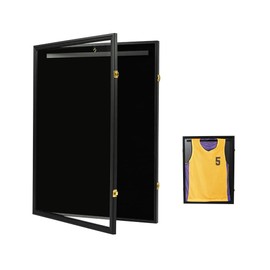 PIT66 32" Frame Box Wall Display/Case, Lockable Rack Football Basketball Jersey Storage Box Accessories Black