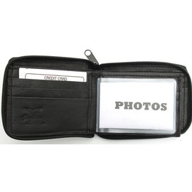Dangerous Threads Mens Black Leather Wallet Lamb Zippered Bifold 782
