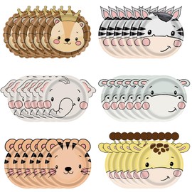 60pcs Jungle Safari Party Paper Plates,7 inch Jungle Safari Zoo Animal Plates,Tiger Lion Elephant Giraffe Zebra and Hippopotamus Animal Party Plates for Baby Shower Kids Birthday Jungle Animals Party