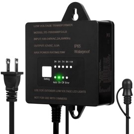 Paktonvo 70W Low Voltage Landscape Transformer with Timer and Photocell, AC 120V to 12V DC,Waterproof Outdoor Landscape Lighting Transformer for Landscape SpotLights Pathway Lights