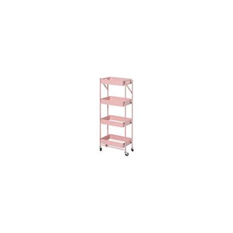 Origami 4 Tier Foldable Powder-Coated Metal Cart with Caster Wheels