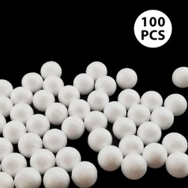 Paquete de 100 bolas de espuma en blanco de 0.8 pulgadas para decoración artística de poliestireno, pequeñas bolas de espuma para esferas de Pascua para proyectos escolares de bricolaje