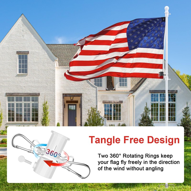Heavy Duty Ground Flag Pole Kit with 3x5 US Flag