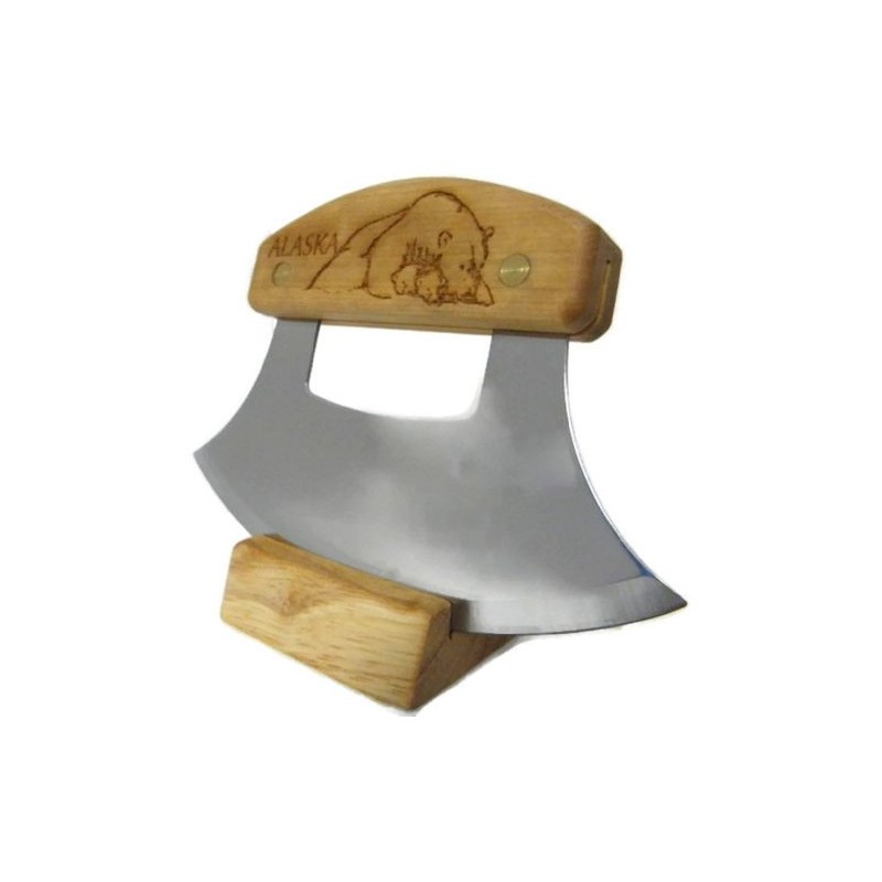Alaskan Ulu, Inupiat Style with Polar Bear Etched Handle, 6"