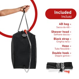 Camping Solar Shower Bag, 20L/40L Solar Heating Camping Bag Maxi, Portable Shower with Removable Tube and Shower Head for Camping, Hiking Hiking Hiking Outdoor Activities (40L)