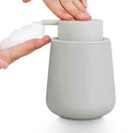 Umlaca Foaming Soap Dispenser - Light Grey Ceramic Soap Dispenser Foam Pump Dish Soap Dispenser for Kitchen Sink 320ml Refillable Liquid Hand Soap Dispenser for Bathroom (Light Grey)