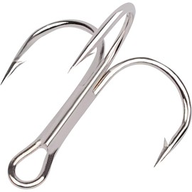 120Pcs Classic Treble Hooks Strong Sharp Round Bend Fishing Hooks High Carbon Steel Triple Barbed Fish Hooks for Fishing Lures Baits Size 1 2 4 6 8 10 12 14