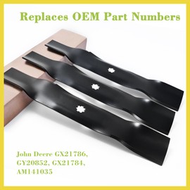 Parts Camp AM137757 Replacement John D eere 48 inch Deck AM141035 GX21784 GY20852 D140 Lawn Mower Blade for LA140 LA145 Blades (Set of 3)