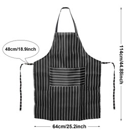 TUONYIS 2 Pieces Chef Apron,Black and White Stripes Adjustable Apron with Pockets,Cooking Apron Kitchen Apron for Men Woman Home Kitchen Restaurant Coffee House Baking Painting (Black)