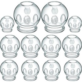 12 Pieces Glass Fire Cupping Jars Thick Glass Cupping Set 4 Sizes Vacuum Cupping Glass Fire Cupping Jars with Finger Grips