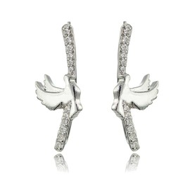 arete de circonita cúbica con diseño de paloma de escalada en plata de ley, oro amarillo o oro rosa