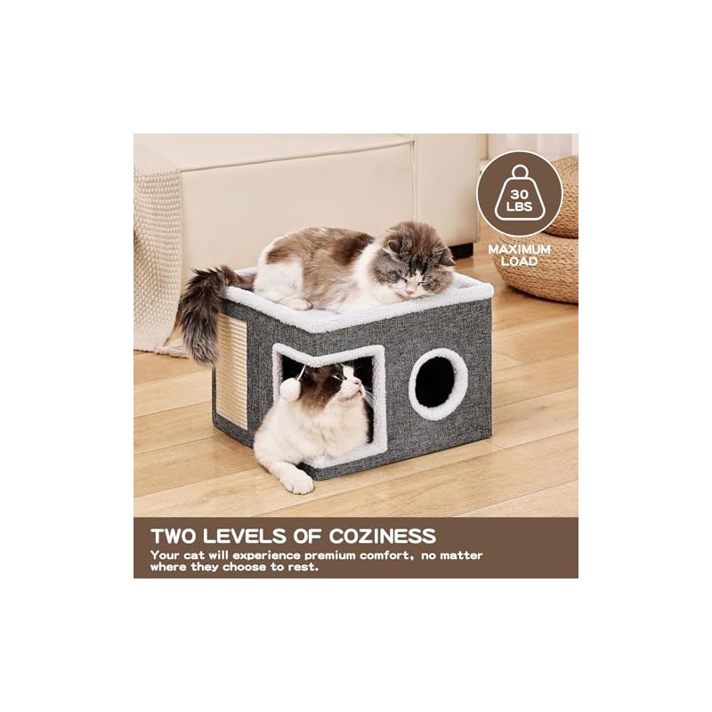 Cat Beds for Indoor Cats, Large Cat Cave with Fluffy