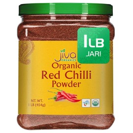 Jiva Organic Red Chili Powder 1 Pound Jar - Non-GMO, Suitable for Vegetarians