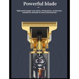 Tonsor Pro Shaver, T-Shaped Electric Beard Trimmer, Waterproof and Cordless, Harmless to The Skin, Men's Hairdressing and Beauty Set, for use on The face and Head, Bald Hair Clipper (Gold)