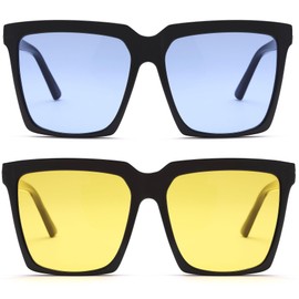 Braylenz Oversized Square Sunglasses for Women Thick Fashion Big Frame Sunnies Trendy UV400 Shades