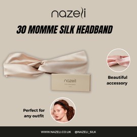 NAZELI Silk Headband Women Headband in White Hairband Turban Soft 100% Pure Mulberry Silk 30 Momme Headbands for Women's Hair, Everyday