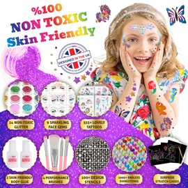 FACEGEM LONDON Glitter Tattoos for kids, Glitter tattoo kit, Face Gems, Rhinestones, Temporary Tattoos, Face glitter festival, face gems stick on, festival accessories, face gems for festivals,girls birthday present
