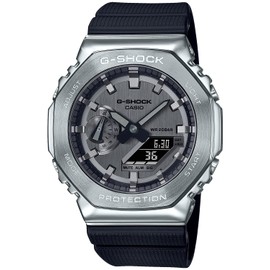 Casio G-SHOCK GM-2100 Series Men's Carbon Core Guard Digital Analog Combination Model, Metal Covered (Black x Silver)
