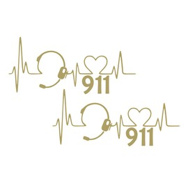 2 Pack - 911 Dispatcher | Decal Vinyl Sticker Graphics for Car Truck SUV Van Window Laptop Tumbler| 5.5" Width by 2.4" Height HOM0072.091 Gold Metallic