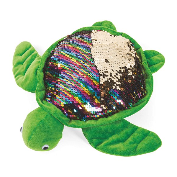 11" Turtle Stuffed Animal with Reversible Flipping Sequins - Cute Plush Sea Turtle