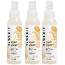 The Honest Company Conditioning Hair Detangler 3-Pack Leave-in Conditioner and Fortifying Spray Tear Free Cruelty-Free Hypoallergenic Citrus Vanilla Refresh 4 fl oz each pack of 3