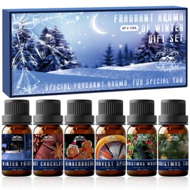 6 Pack Aromatherapy Essential Oils Diffuser for Home and Car Oil Diffuser Essential Oils Essential Oil Fragrance of Winter Essential Oil Gift Set Fragrance Oil for Candle Making 10ML Christmas