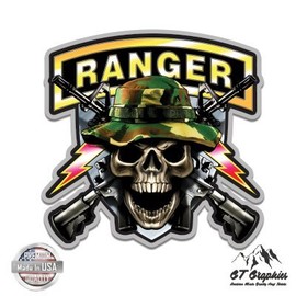Army Ranger Skull Guns - 12" Vinyl Sticker Waterproof Decal