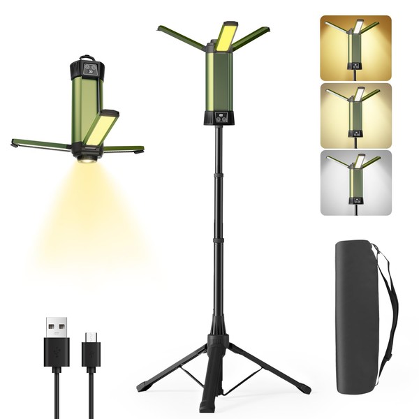 Rechargeable Camping Light with Stand, Outdoor LED Cordless Work Light,