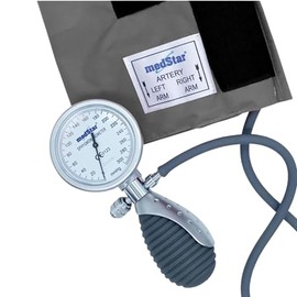 KIT MEDSTAR | Baumanómetro Aneroide Platinum GRIS y Estetoscopio de una Campana de Lujo FULL BLACK