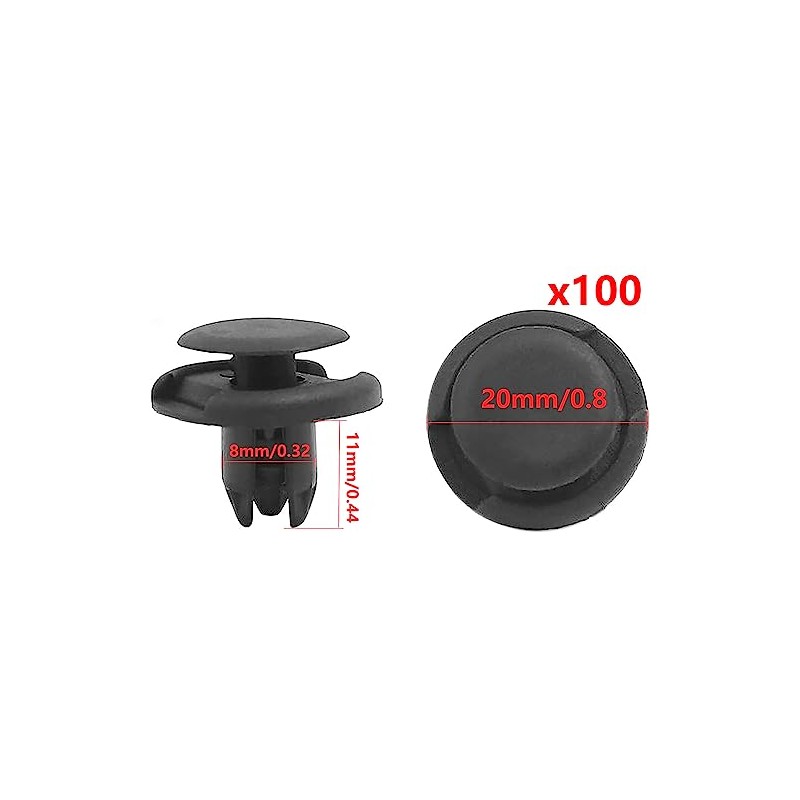 100Pcs Black Plastic Rivets Retainer Clip Bumper Fender