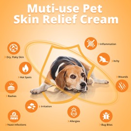 Tetesol Dog Skin Soothing Cream - Soothe Itching & Hot Spots for Dogs & Cats - Calming with Colloidal Oatmeal & Manuka Honey - Comfort for Dry, Irritated, or Sensitive Skin - 100g