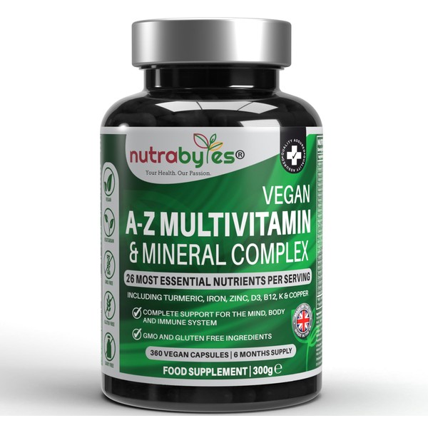 Nutrabytes Vegan Multivitamin and Mineral Complex, 360 Vegan Multivitamin Capsules