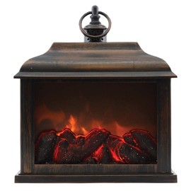 A Cheerful Giver – Bronze Flameless Fireplace Lantern – Indoor/Outdoor Fire Lamp – Fall and Winter Decor