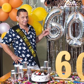 60th Birthday King Sash with Gold Foil, Custom Lengthened(35.6x3.74 inch) Black Satin Birthday Sash for Men 60th Fabulous Birthday Party Gift Decorations Favors (Black+Gold)