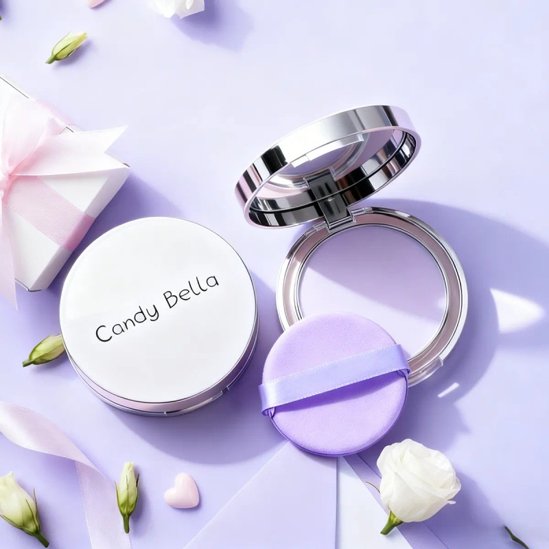Base Maquillaje Polvo Compacto Matte Con Espejo Lavanda