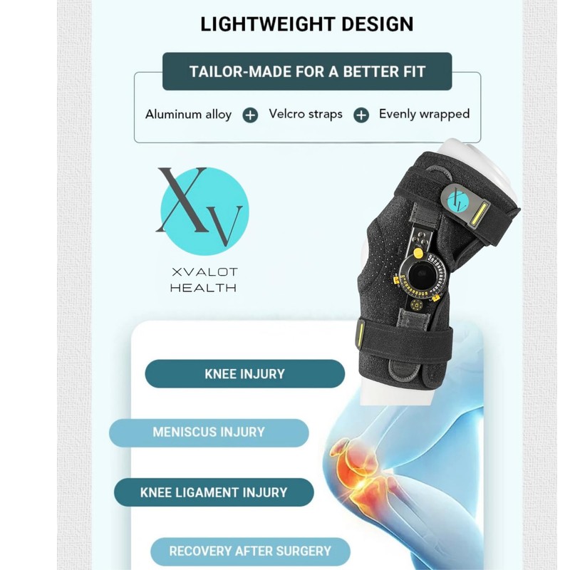 Xvalot Health Knee Support Rehabilitation Orthopedic with Adjustable Hinges for