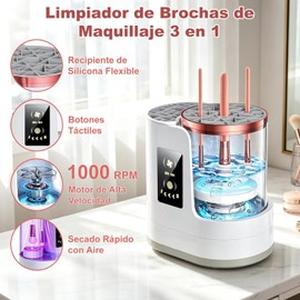 ABUDA Limpiador Eléctrico de Brochas de Maquillaje, con Desmontable 3 en 1 Limpiador de Brochas Desmontable 3 en 1, con Función de Secado Programable, Apto para Brochas de Maquillaje de Varios Tamaños